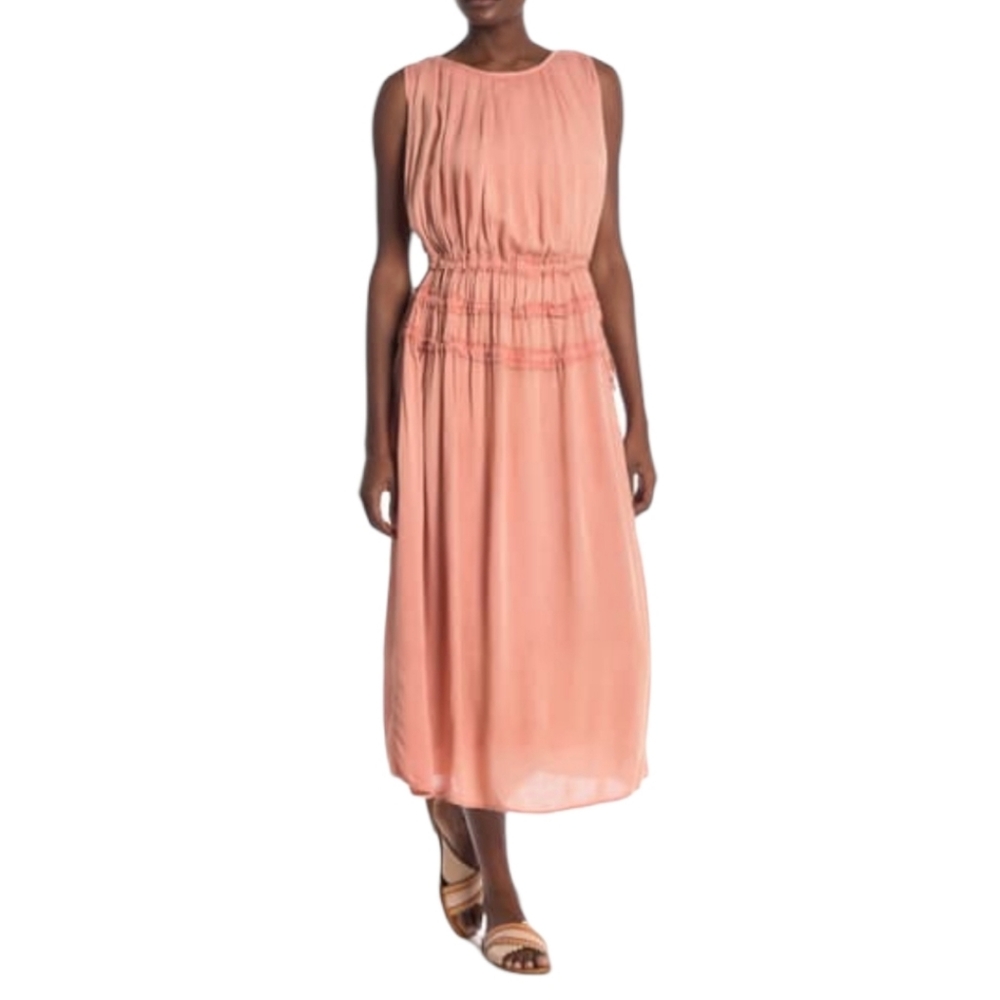 Elegant Peach Midi Dress
